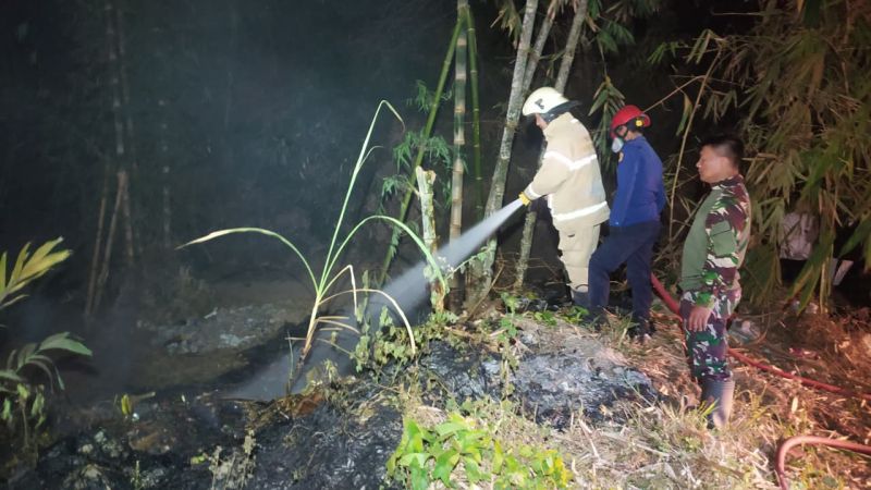 Lahan Bambu di Kedu Kembali Terbakar, Damkar Temanggung Bergerak Cepat Cegah Api Merembet